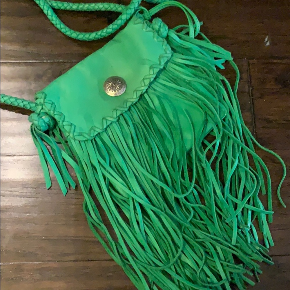 Polo Ralph Lauren Green Fringe Crossbody Bag